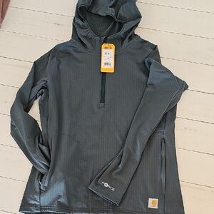 NWT* Carhartt Women's Force FastDry Relaxed Fit Half-Zip Hooded Work Shirt